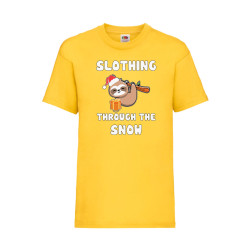 Детска Тениска за Коледа Празници, Tralala, Slothing Through The Snow, Жълт...