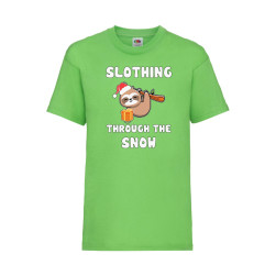 Детска Тениска за Коледа Празници, Tralala, Slothing Through The Snow, Зеле...