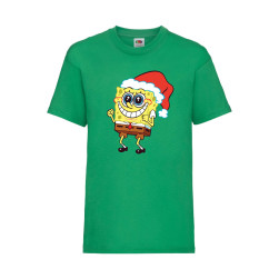 Детска Тениска за Коледа Празници, Tralala ,Spongebob Christmas Hat, Зелен,...