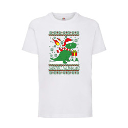 Детска Тениска за Коледа Празници, Tralala, T-Rex Christmas, Бял, 7-8 г. (1...