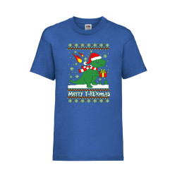 Детска Тениска за Коледа Празници ,Tralala, T-Rex Christmas, Син, 7-8 г. (1...