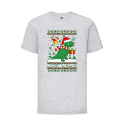 Детска Тениска за Коледа Празници ,Tralala, T-Rex Christmas, Светлосив мела...