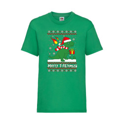 Детска Тениска за Коледа Празници ,Tralala, T-Rex Christmas, Зелен, 9-10 г....