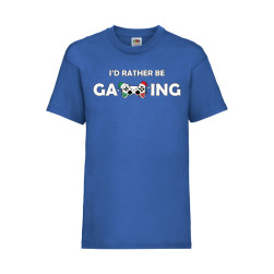 Детска Тениска за Коледа Празници, Tralala, I Would Rather Be Gaming, Син, ...