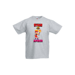 Детска тениска, Tralala, Brawl Stars Amber, Светлосив меланж, 9-11 г.