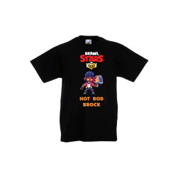Детска тениска Tralala Brawl Stars Hot Rod Brock, Черен, 7-8 г.