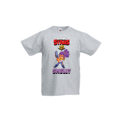 Детска тениска Tralala Brawl Stars Shelly 1, Светлосив меланж, 3-4 г.