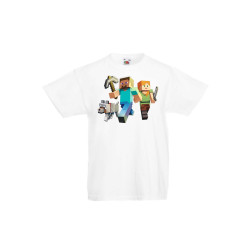 Детска тениска Tralala Minecraft 1, Бял, 9-11 г.