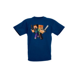 Детска тениска Tralala Minecraft 6, Тъмносин, 5-6 г.