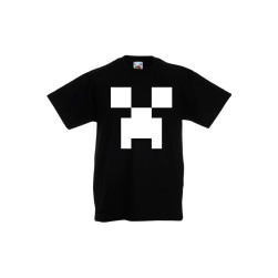 Детска тениска Tralala Minecraft Creeper Face 1, Черен, 3-4 г.
