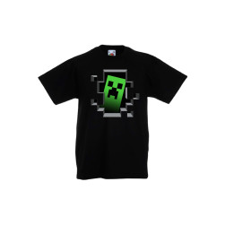 Детска тениска Tralala Minecraft Creeper Face 3, Черен, 3-4 г.