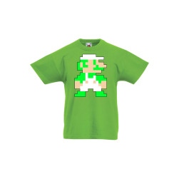 Детска тениска Tralala Super Mario Luigi 8-bit, Зелена мента, 3-4 г.