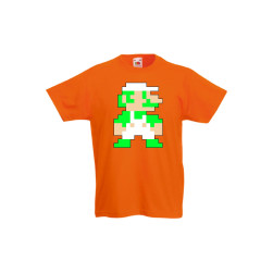 Детска тениска Tralala Super Mario Luigi 8-bit, Оранжев, 9-11 г.