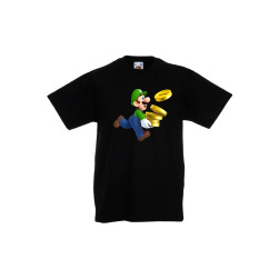 Детска тениска Tralala Super Mario Luigi Coins, Черен, 3-4 г.