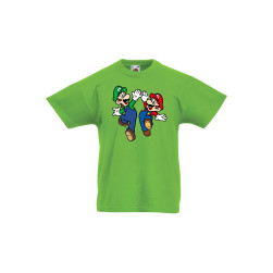 Детска тениска Tralala Super Mario & Luigi High Five, Зелена мента, 12-13 г...