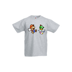 Детска тениска Tralala Super Mario 9, Светлосив меланж, 5-6 г.