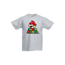 Детска тениска Tralala Super Mario TM, Светлосив меланж, 12-13 г.