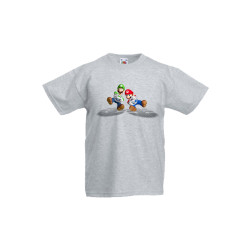 Детска тениска Tralala Super Mario & Luigi Cart, Светлосив меланж, 5-6 г.