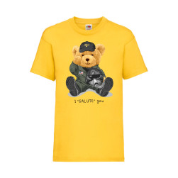 Детска Тениска Cute Cuddly Teddy Bear Tralala Cute Bear I Salute You, Жълт,...