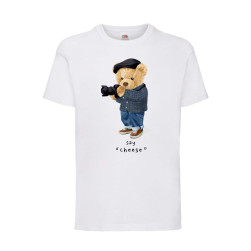 Детска Тениска Cute Cuddly Teddy Bear Tralala Cute Bear Say Cheese, Бял, 5-...