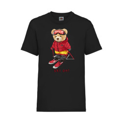 Детска Тениска Cute Cuddly Teddy Bear Tralala Cute Bear Ski On, Черен, 3-4 ...