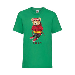 Детска Тениска Cute Cuddly Teddy Bear Tralala Cute Bear Ski On, Зелен, 5-6 ...
