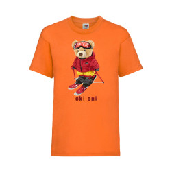 Детска Тениска Cute Cuddly Teddy Bear Tralala Cute Bear Ski On, Оранжев, 9-...