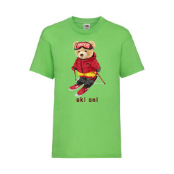 Детска Тениска Cute Cuddly Teddy Bear Tralala Cute Bear Ski On, Lime, 5-6 г...