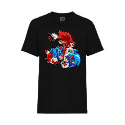 Детска Тениска Super Mario Sonic Tralala Mario Zombie VS Sonic Zombie, Чере...
