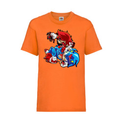 Детска Тениска Super Mario Sonic Tralala Mario Zombie VS Sonic Zombie, Оран...