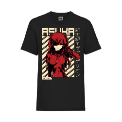 Детска Тениска Manga Anime 01 Tralala Neon Genesis Evangelion Asuka, Черен,...