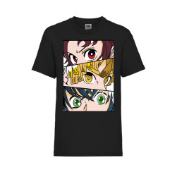 Детска Тениска Tralala Demon Slayer Trio Japan Animation, Черен, 3-4 г. (10...