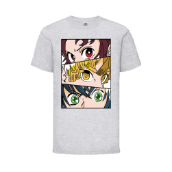Детска Тениска Tralala Demon Slayer Trio Japan Animation, Светлосив меланж,...