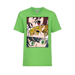 Детска Тениска Tralala Demon Slayer Trio Japan Animation, Зелена мента, 12-...