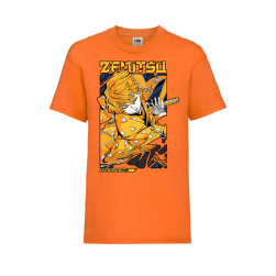 Детска Тениска Tralala Demon Slayer Zenitsu Agatsuma Japan Animation, Оранж...
