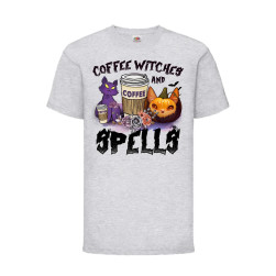 Детска Тениска Hallowen Tralala, Coffee Witches And Spells, Светлосив мелан...