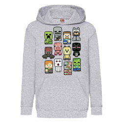 Детски суитчер Minecraft Tralala Minecraft Cute Characters Drawning, Сив, 9...