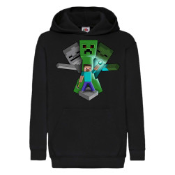 Детски суитчер Minecraft Tralala Steve Keeping Diamond, Черен, 5-6 г. (116-...