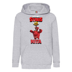 Детски суитчер Brawl Stars Tralala Nita 3, Сив, 7-8 г. (128-140)