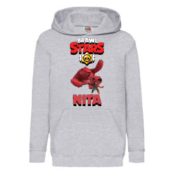 Детски суитчер Brawl Stars Tralala Nita 4, Сив, 9-11 г. (140-152)