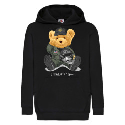 Детски суитчер Tralala Cute bear I SALUTE you, Черен, 5-6 г. (116-128)