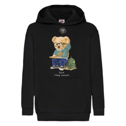 Детски суитчер Tralala Cute bear Just Stay curious, Черен, 5-6 г. (116-128)