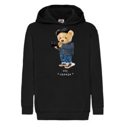 Детски суитчер Tralala Cute bear Say Cheese, Черен, 5-6 г. (116-128)
