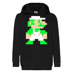 Детски суитшърт Супер Марио Super Mario Tralala Luigi 8-bit, Черен, 5-6 г. ...