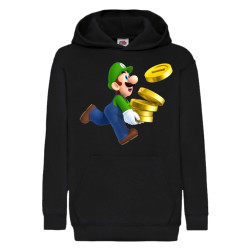 Детски суитшърт Супер Марио Super Mario Tralala Luigi Coins, Черен, 9-11 г....
