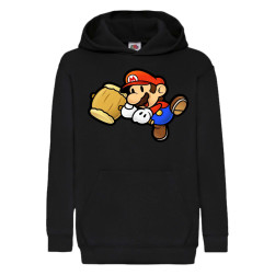 Детски суитшърт Супер Марио Super Mario Tralala Paper Mario Hammer, Черен, ...