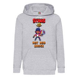 Детски суитчер Brawl Stars Tralala Hot Rod Brock, Сив, 7-8 г. (128-140)