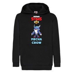 Детски суитчер Brawl Stars Tralala Mecha Crow, Черен, 5-6 г. (116-128)