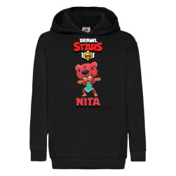 Детски суитчер Brawl Stars Tralala Nita 1, Черен, 5-6 г. (116-128)