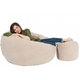 Комплект Pufrelax, Барбарон с табуретка за крака, 500л. Matusalem - Beige, Перящ се калъф, Подходящ за деца, Пълнеж с микс от мемори пяна и дунапрен, Гама Plush Diamond - 2t